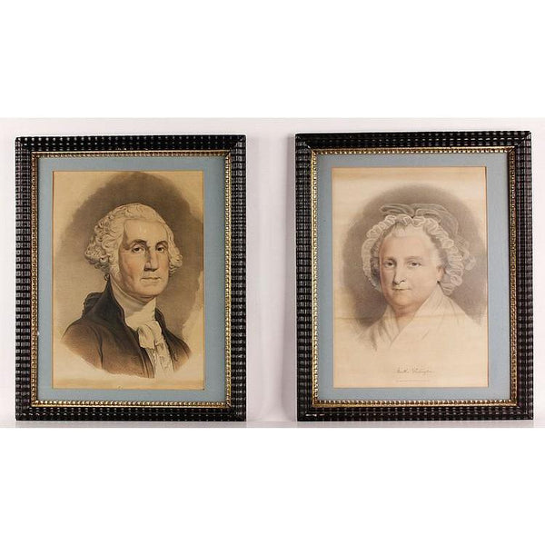 19th C. Currier & Ives George & Martha Washington Lithographs - POSH