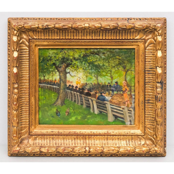 1930s Walk in the Park, American Ashcan School Central Park Oil, Framed -  POSH 