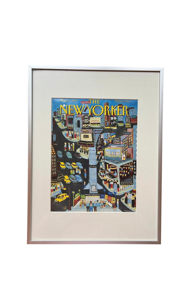 1993 Framed Vintage Theatre District New Yorker Cover by Fasanella -  POSH 