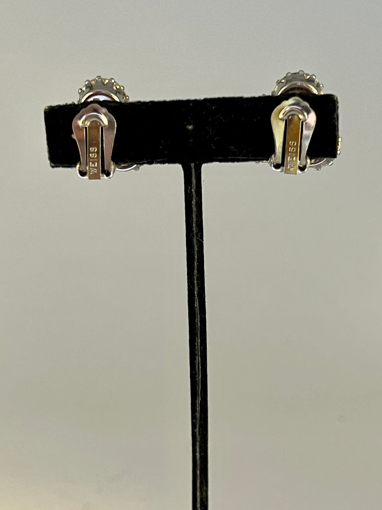 Vintage Weiss Rhinestone Clip Earrings -  POSH 