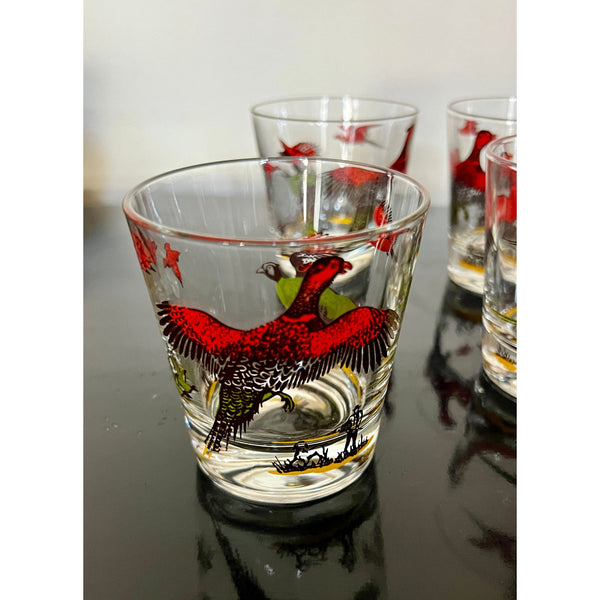 Vintage Pheasant Lowball Glasses, set of 4 -  POSH 