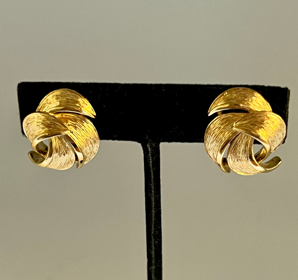 Vintage GIVENCHY Gold Swirl Leaf Earrings -  POSH 