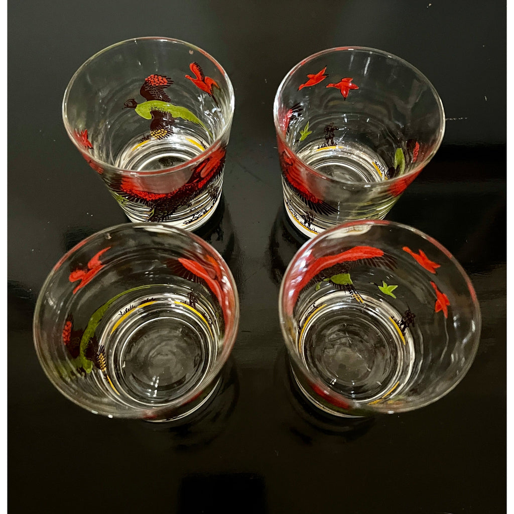 Vintage Pheasant Lowball Glasses, set of 4 -  POSH 