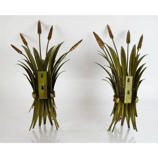 1970's Tole Sheaf of Wheat Sconce, Pair -  POSH 