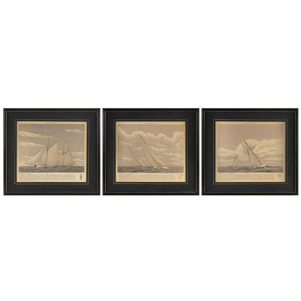 Set of 3, 1940's Nautical America's Cup Race Prints -  POSH 