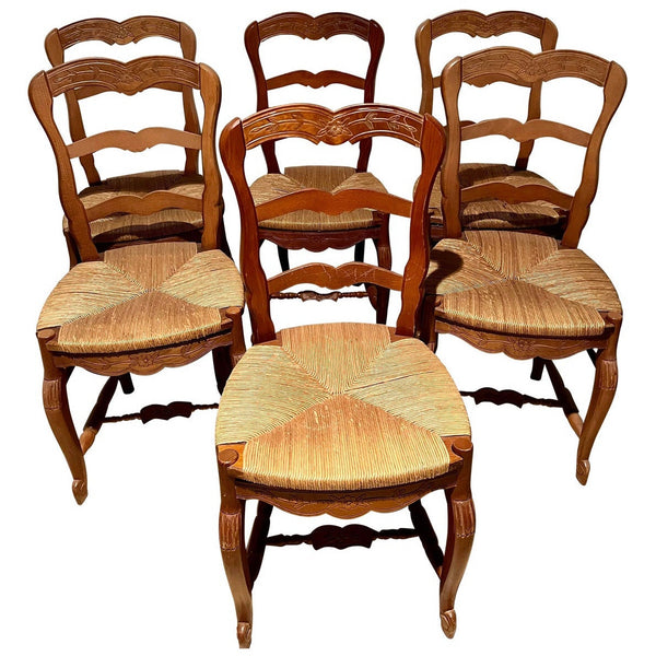 1910's French Provincial Oak Dining Chairs, Set of 6 -  POSH 