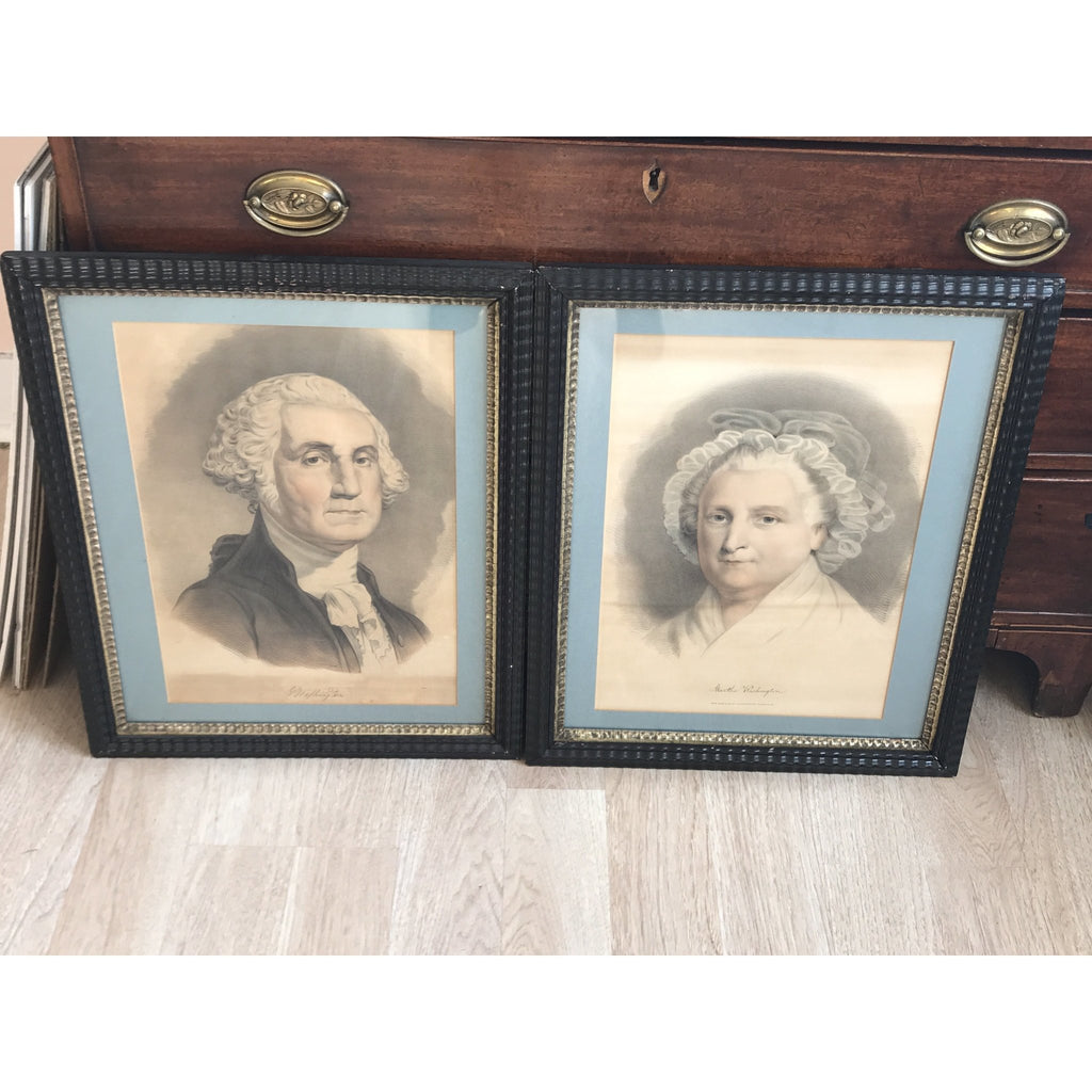 19th C. Currier & Ives George & Martha Washington Lithographs - POSH