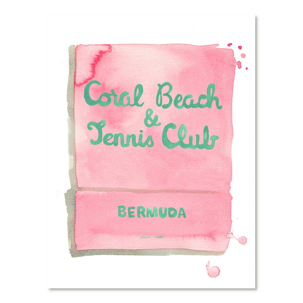 PRE-ORDER - Coral Beach Club Matchbook Watercolor Print -  POSH 