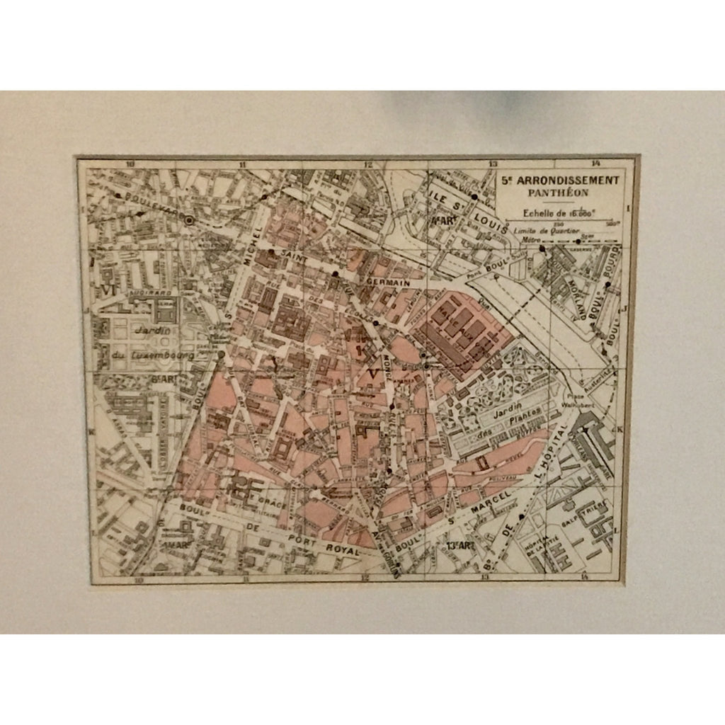 Antique Map of 5th arrondissement, Paris - POSH