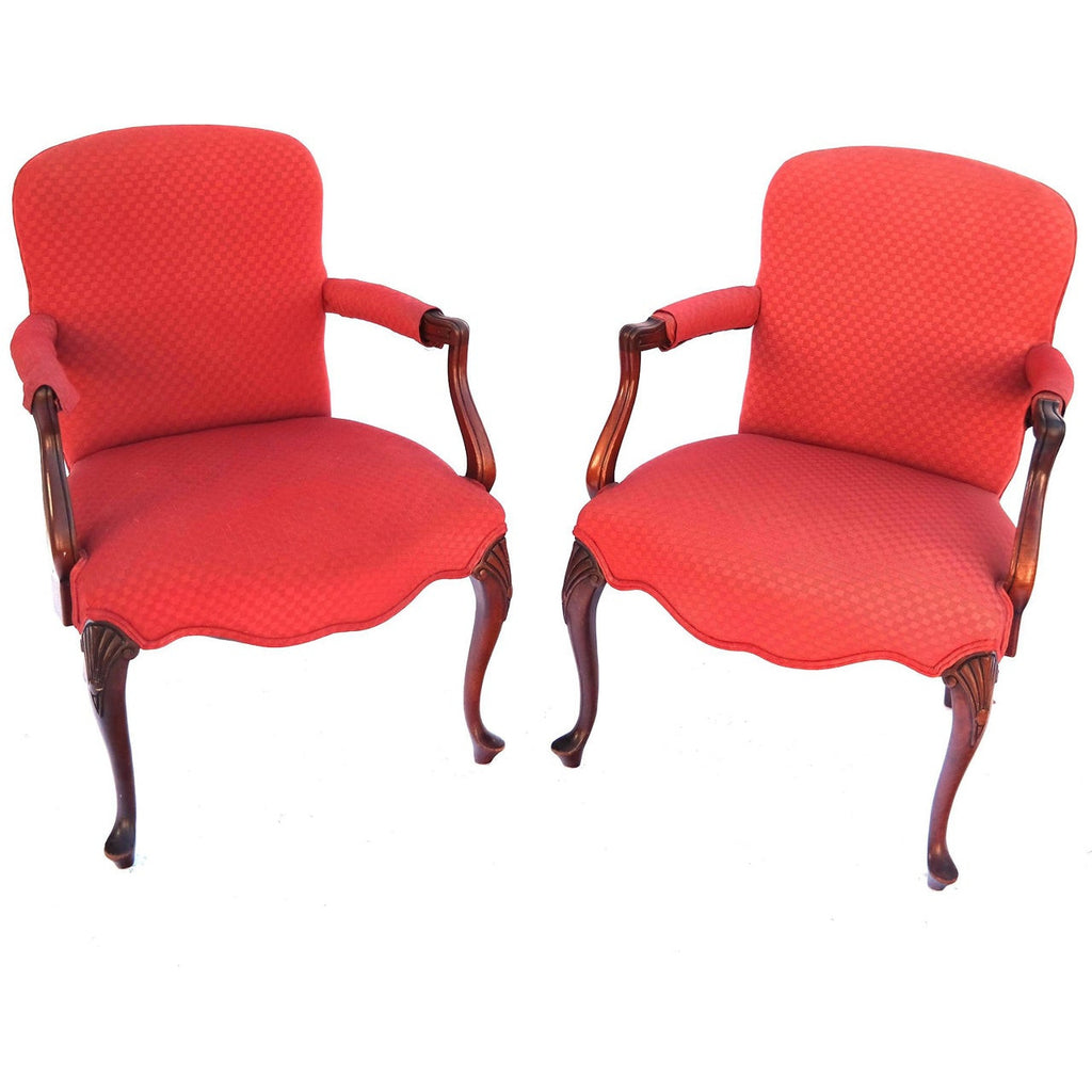 Pair, Queen Anne Style Armchairs -  POSH 