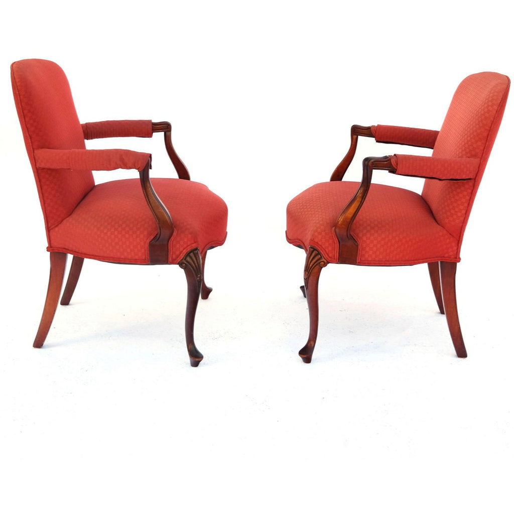 Pair, Queen Anne Style Armchairs -  POSH 