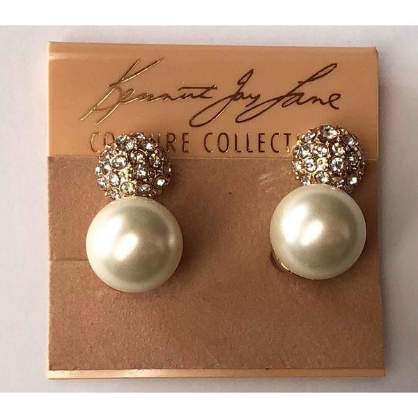 KJL Pave & Pearl Clip Earrings - POSH