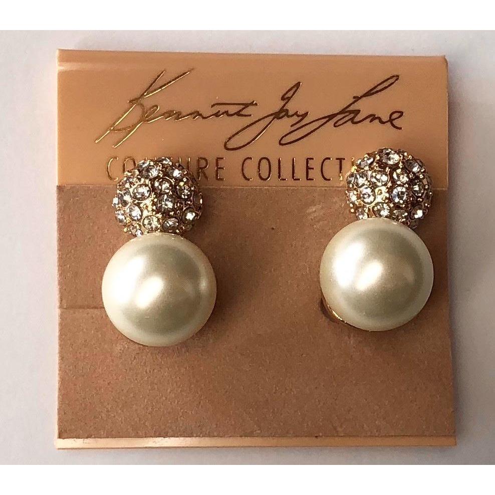 KJL Pave & Pearl Clip Earrings - POSH